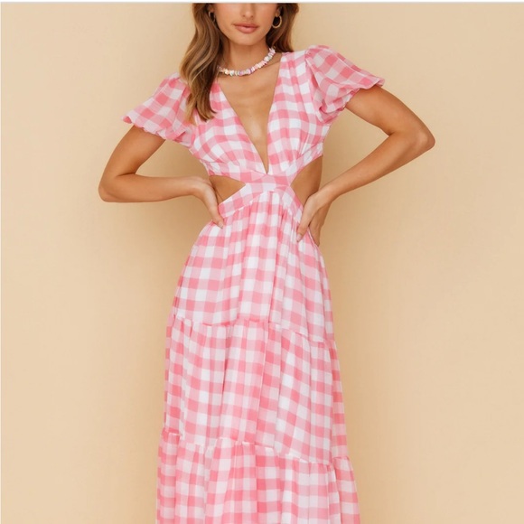 Hello Molly Pink Gingham Barbie Fantasy Maxi Dress NWT - Picture 1 of 4